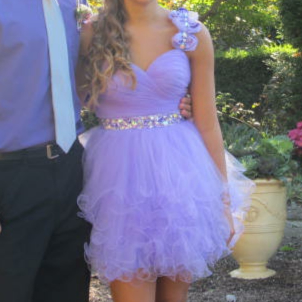 Lavender semi-formal dress.